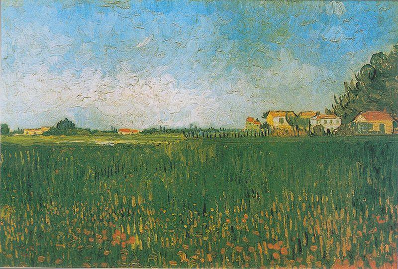 Vincent Van Gogh Farmhouses in a Wheat Field near Arles France oil painting art
